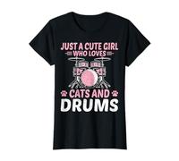 Just A Cute Girl Who Loves Cats and Drums T-Shirt