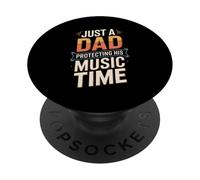Just A Dad Protecting His Music Time Retro PopSockets Adhesive PopGrip