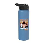 Just A Dad Who Always Came Back with The Milk Bison Papa Stainless Steel Insulated Water Bottle