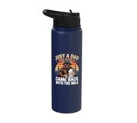 Just A Dad Who Always Came Back with The Milk Bison Papa Stainless Steel Insulated Water Bottle