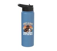 Just A Dad Who Always Came Back with The Milk Bison Papa Stainless Steel Insulated Water Bottle