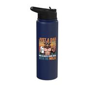 Just A Dad Who Always Came Back with The Milk Bison Papa Stainless Steel Insulated Water Bottle