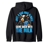 Just A Dad Who Always Came Back With The Milk Cool Dad Cow Zip Hoodie