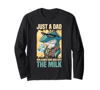 Just A Dad Who Always Came Back With The Milk Cool Shark Men Long Sleeve T-Shirt
