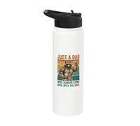 Just A Dad Who Always Came Back with The Milk Raccoon Papa Stainless Steel Insulated Water Bottle