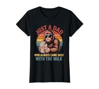 Just A Dad Who Always Came Back with The Milk Retro Bigfoot Value Graphic T-Shirt, Women, Black, XL