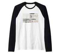 Just A Dad Who Loves His Kids Camo Flag Father's Day Papa Raglan Baseball Tee
