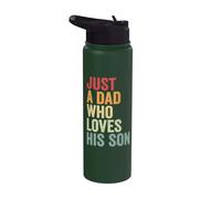 Just a Dad Who Loves His Son, Dad Son Father Son Stainless Steel Insulated Water Bottle