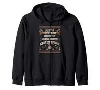 Just a Doctor Who Loves Christmas Ugly Holiday Zip Hoodie