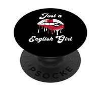 Just A English Girl Lips England Flag Roots Great Britain PopSockets Adhesive PopGrip