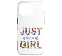 Just a festival girl, live music - colorful floral letters Case for iPhone 16 Pro