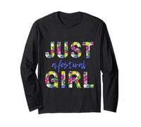 Just a Festival Girl, Live Music - Colorful Floral Letters Long Sleeve T-Shirt
