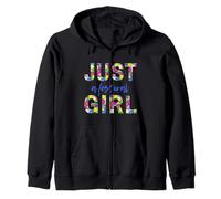 Just a festival girl, live music - colorful floral letters Zip Hoodie