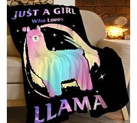 Llama Blanket for Girls Boys Alpaca Blanket Llama Gifts Just A Girl Who Loves Llama Throw Blanket Super Soft Warm Cozy Alpaca Plush Fleece Blanket for Kids Bed Decor 40"X50"