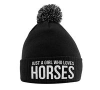 Just A Girl Bobble Hat - Horse Riding Gift - Equestrian Accessories - Winter Pom Pom Hat For Girls