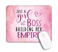 Just A Girl Boss Building Non-Slip Mouse Pad with Stitched Edge, Funny Pink Gold Mousepad Gifts for Female Manager, Thank You Appreciation Gifts for Girl Boss Entrepreneur, Boss‘s Day Gifts