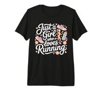 Just a Girl Running Graphic with Vibrant Runner Artwork Premium T-Shirt