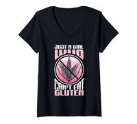Just A Girl Who Can't Eat Gluten Free Diet Celiac Awareness V-Neck T-Shirt