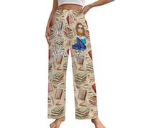 Just A Girl Who Like Books Pyjama Bottoms for Book Lovers, Girls, Reading Lovers, Sleepwear, Short Wide Trousers Women, khaki, L
