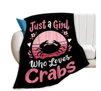 Just A Girl Who Love Crabs Blanket Crabs Decor Throw Blanket Gifts for Girls Boys Super Warm Soft Plush Lightweight Fleece Flannel Blanket Winter Couch Bedding Blanket for Kids Adults Women 50"X40"