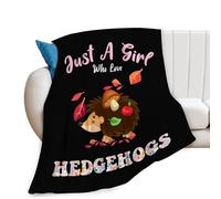 Just A Girl Who Love Hedgehogs Blanket Hedgehog Decor Throw Blanket Gifts for Girls Boys Super Warm Soft Plush Lightweight Fleece Flannel Blanket Couch Bedding Blanket for Kids Adults Women 50"X40"