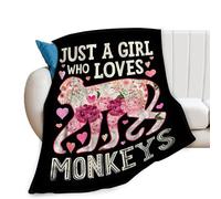 Just A Girl Who Love Monkeys Blanket Cute Monkeys Decor Throw Blanket Gifts for Girls Boys Super Warm Soft Plush Lightweight Fleece Flannel Blanket Couch Bedding Blanket for Kids Adult Women 40"x50"
