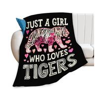 Just A Girl Who Love Tigers Blanket Cute Tiger Decor Throw Blanket Gifts for Girls Boys Super Warm Soft Plush Lightweight Fleece Flannel Blanket Couch Bedding Blanket for Kids Adults Women 50"X40"
