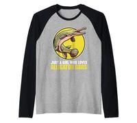 Just a Girl who Loves Alligator Gars. Alligator Gar Raglan Baseball Tee