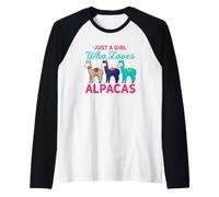 Just A Girl Who Loves Alpacas Funny Alpaca Lover Raglan Baseball Tee