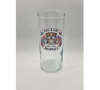 Just a Girl who Loves Animals Design Glass Tumbler Drinking Glass Gift.