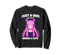 Just a girl who loves Anime and Cats Purple Chibi Otaku Sweatshirt