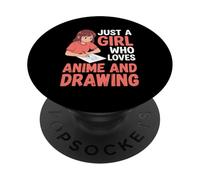 Just A Girl Who Loves Anime And Drawing Sketch PopSockets Adhesive PopGrip