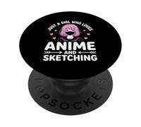 Just A Girl Who Loves Anime And Sketching Otaku Japan Youth PopSockets Adhesive PopGrip