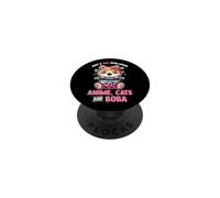 Just A Girl Who Loves Anime Cats Boba Bubble Tea Cat Lovers PopSockets Adhesive PopGrip