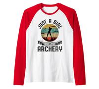 Just A Girl Who Loves Archery Women Archer Retro Vintage Bow Raglan Baseball Tee
