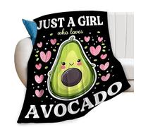 Just A Girl Who Loves Avocado Throw Blanket Cute Avocado Fruits Print Blankets Gifts for Couch Sofa Bed Stuff Decor Soft Cozy Fleece Plush Flannel Bedding for Lover Women Girls Kids Adults 60"x80"