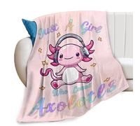 Just A Girl Who Loves Axolotls Throw Blanket Pink Cute Print Blankets Gifts for Couch Sofa Bed Stuff Decor Soft Cozy Lightweight Fleece Plush Flannel Bedding for Lover Women Girls Kids Adults 50"x60"