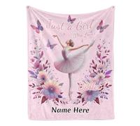 Just A Girl Who Loves Ballet Blanket, Custom Blanket with Name Text for Girls Ballerina Dancer Gifts, 50"x40"