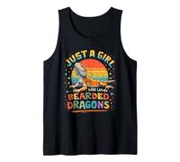 Just A Girl Who Loves Bearded Dragons Retro Sunset Cute Tank Top