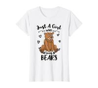 Just A Girl Who Loves Bears Value Graphic T-Shirt, Women, White, M