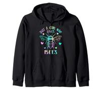 Just a girl who loves Bees Honey Beekeeper Bee Hive Theme Zip Hoodie