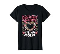 Just a Girl Who Loves Being Molly Name Personalized Value Graphic T-Shirt, Women, Black, L