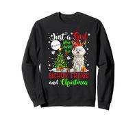 Just A Girl Who Loves Bichon Frises And Xmas Santa Reindeer Sweatshirt