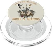 Just A Girl Who Loves Books and Dragons Fantasy Reader Book PopSockets PopGrip for MagSafe