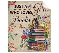 Just A Girl Who Loves Books Blanket Book Gifts for Book Lovers Women Girls Soft Lightweight Flannel Throw Blankets for Couch Bedding Sofa Travel M 50x60in, Teen Gift