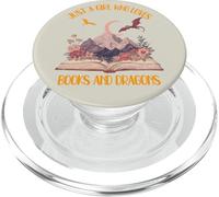 Just A Girl Who Loves Books & Dragons Romantasy Book Reader PopSockets PopGrip for MagSafe