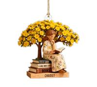 Just a Girl Who Loves Books Ornament,Personalized 2D Flat Reading Book Ornaments,Custom Name Hanging Ornaments for Christmas Trees,Xmas Gifts for Book Lovers Readers Bookworms Bookish