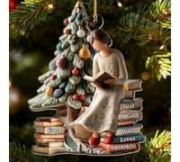 Just a Girl Who Loves Books Ornament, Personalized Acrylic Ornament, Custom Book Lovers 2D Flat Acrylic ChristmasOrnament, Custom Reading ornament for Women Readers Teachers, Book Lovers Gift