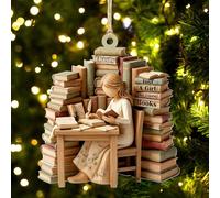 Just a Girl Who Loves Books Personalized Book Lover Ornaments, Custom Reading Ornament for Christmas Tree Decorations, Book Acrylic Ornament Gift for Readers Bookworms Librarians (Style 03)