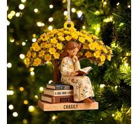 Just a Girl Who Loves Books Personalized Book Lover Ornaments, Custom Reading Ornament for Christmas Tree Decorations, Book Acrylic Ornament Gift for Readers Bookworms Librarians (Style 08)